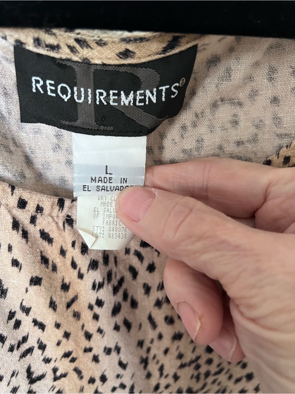 Requirements Beige and Black Sleeveless Maxi Dress with Animal Dot Print sz leg - Picture 3 of 7